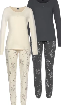 Nachtwäsche|Vivance Dreams Pyjama anthrazit,beige