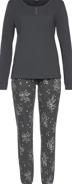 Nachtwäsche|Vivance Dreams Pyjama anthrazit,beige