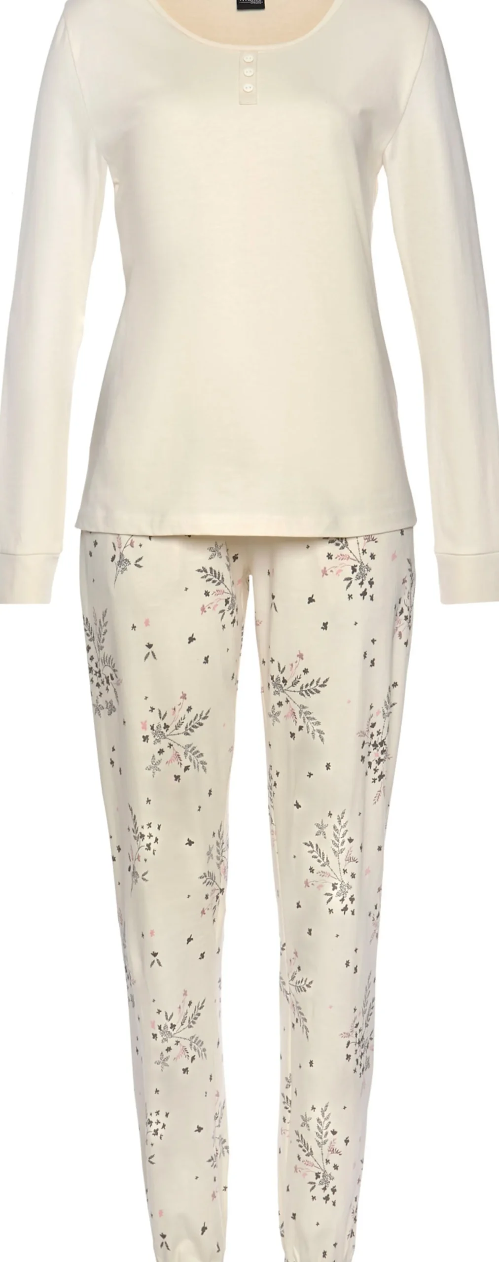 Nachtwäsche|Vivance Dreams Pyjama anthrazit,beige