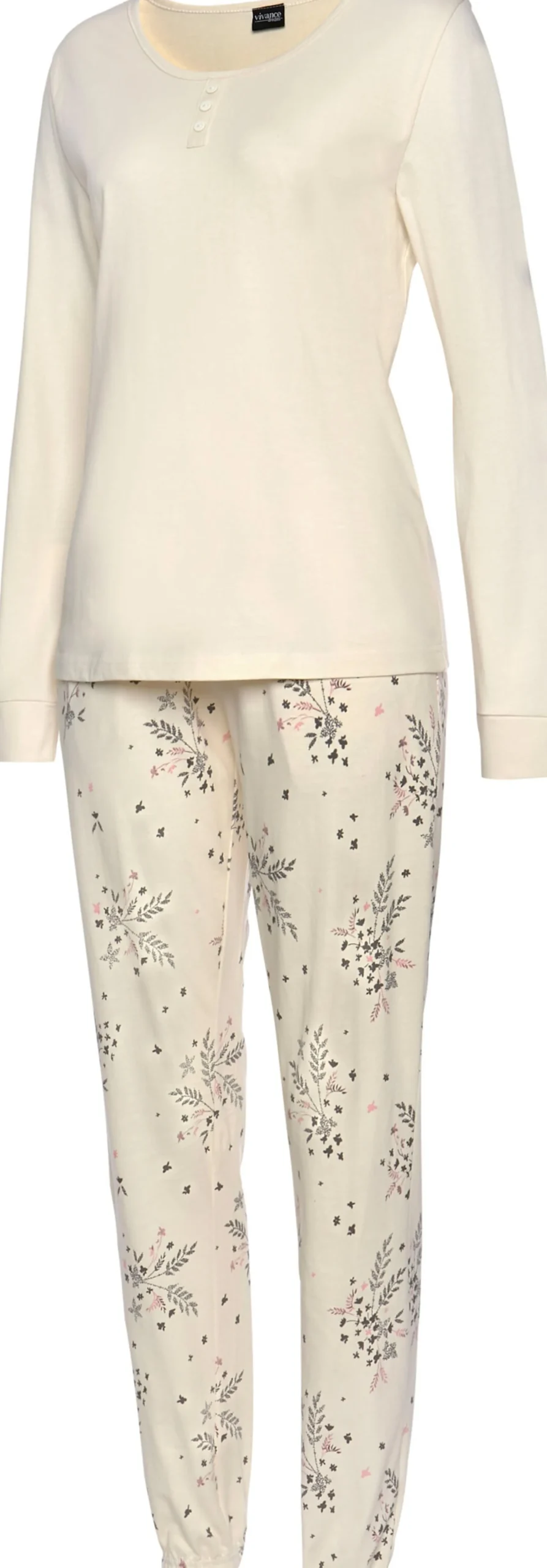 Nachtwäsche|Vivance Dreams Pyjama anthrazit,beige