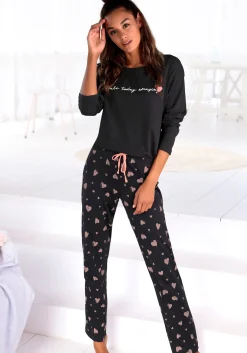 Nachtwäsche|Vivance Dreams Pyjama schwarz