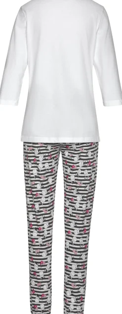 Nachtwäsche|Vivance Dreams Pyjama schwarz-weiß,schwarz-pink