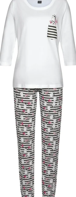 Nachtwäsche|Vivance Dreams Pyjama schwarz-weiß,schwarz-pink