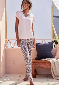 Nachtwäsche|LASCANA Pyjama rosaanthrazitgemustert