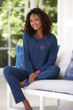 Nachtwäsche|Vivance Dreams Pyjama jeansblau-meliert