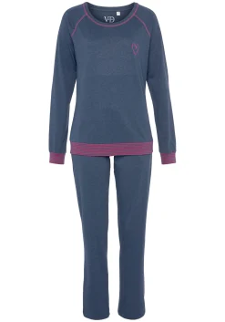 Nachtwäsche|Vivance Dreams Pyjama jeansblau-meliert