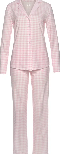Nachtwäsche|Vivance Dreams Pyjama rosa-weiß