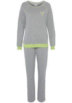 Nachtwäsche|Vivance Dreams Pyjama hellgrau-meliert