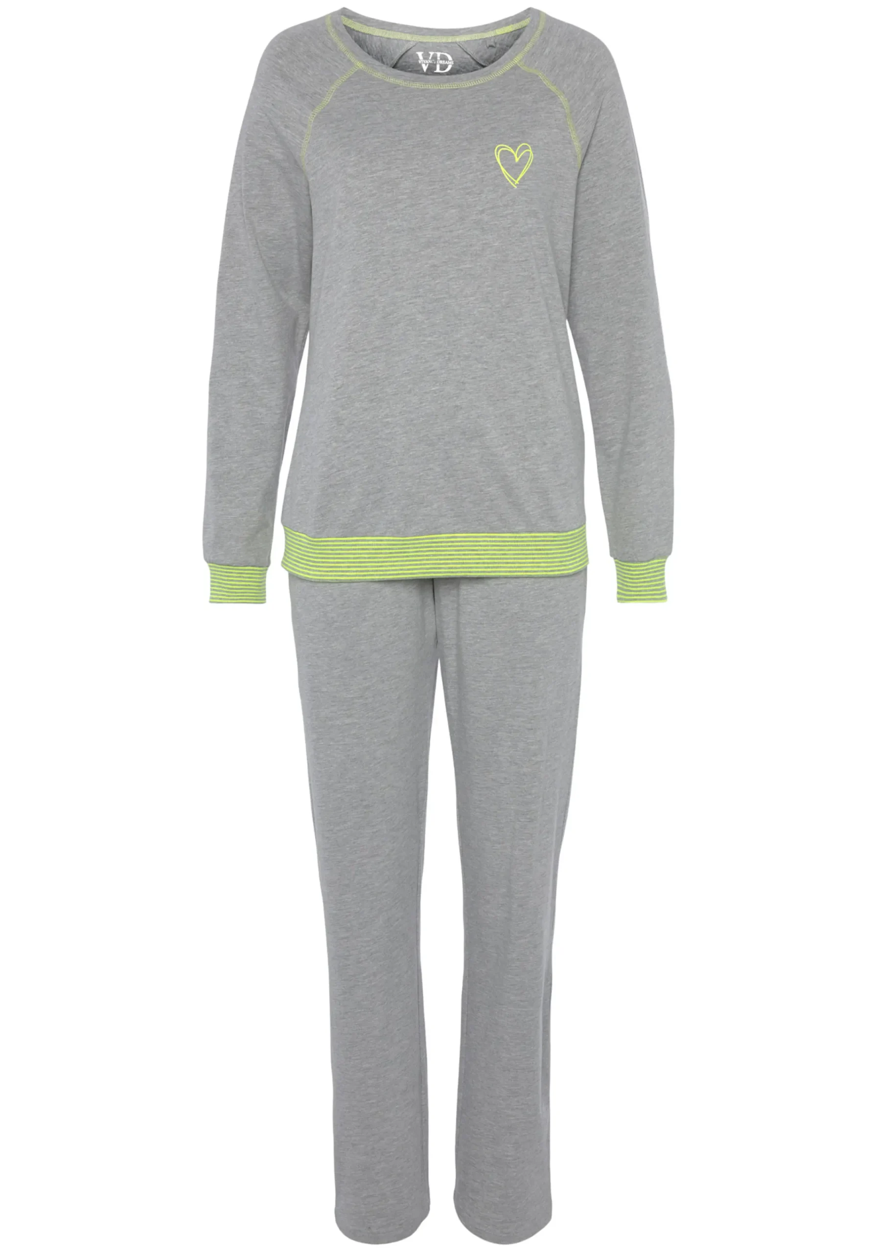Nachtwäsche|Vivance Dreams Pyjama hellgrau-meliert
