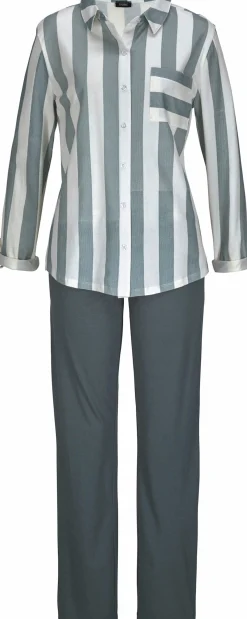 Nachtwäsche|Vivance Dreams Pyjama grau-weiß