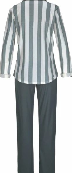 Nachtwäsche|Vivance Dreams Pyjama grau-weiß