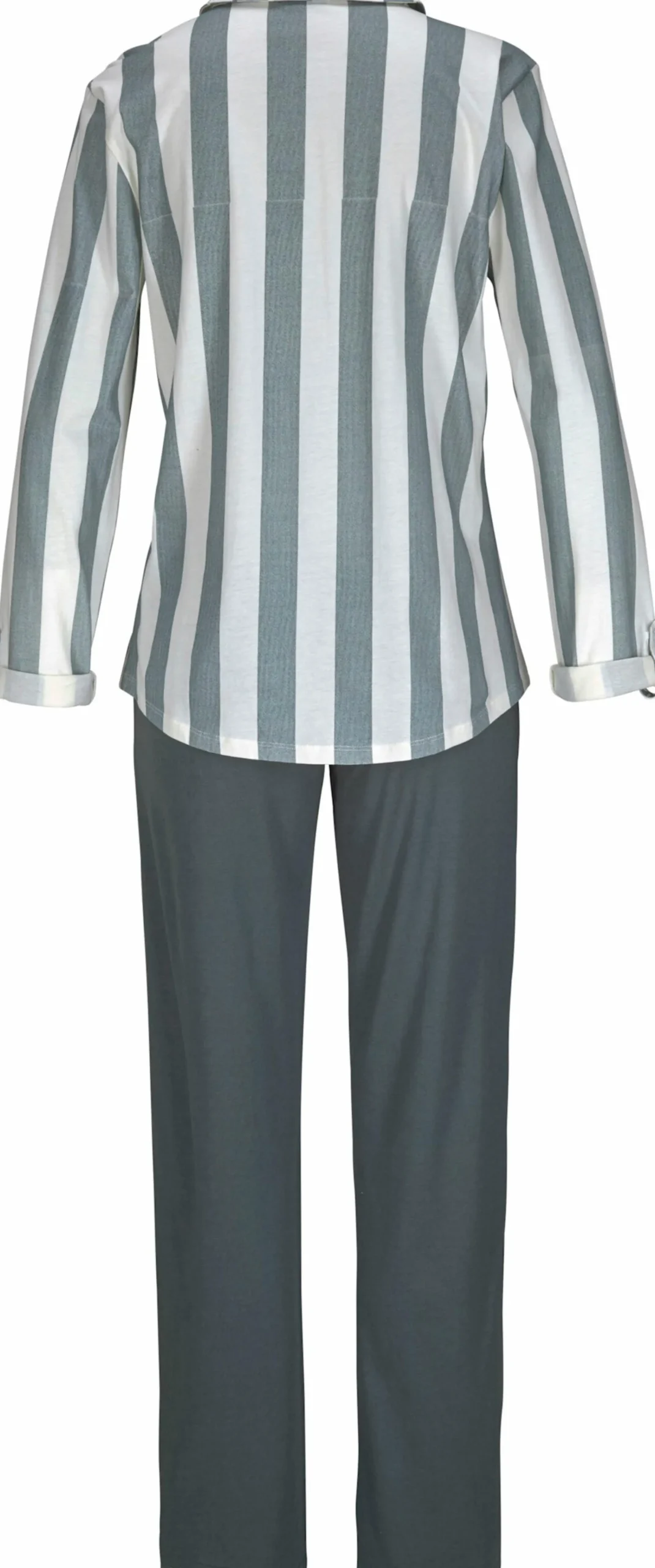 Nachtwäsche|Vivance Dreams Pyjama grau-weiß