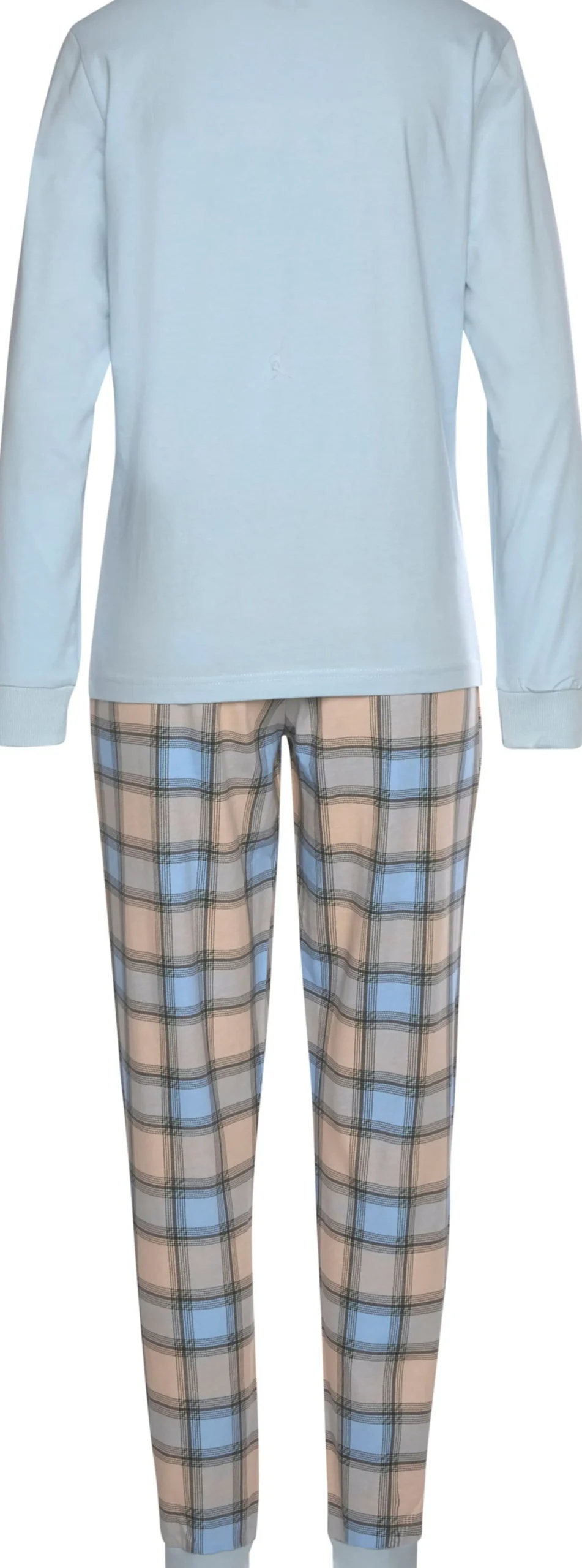 Nachtwäsche|Vivance Dreams Pyjama bordeaux-kariert,kariert-hellblau