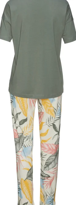 Nachtwäsche|Vivance Dreams Pyjama khaki-gemustert