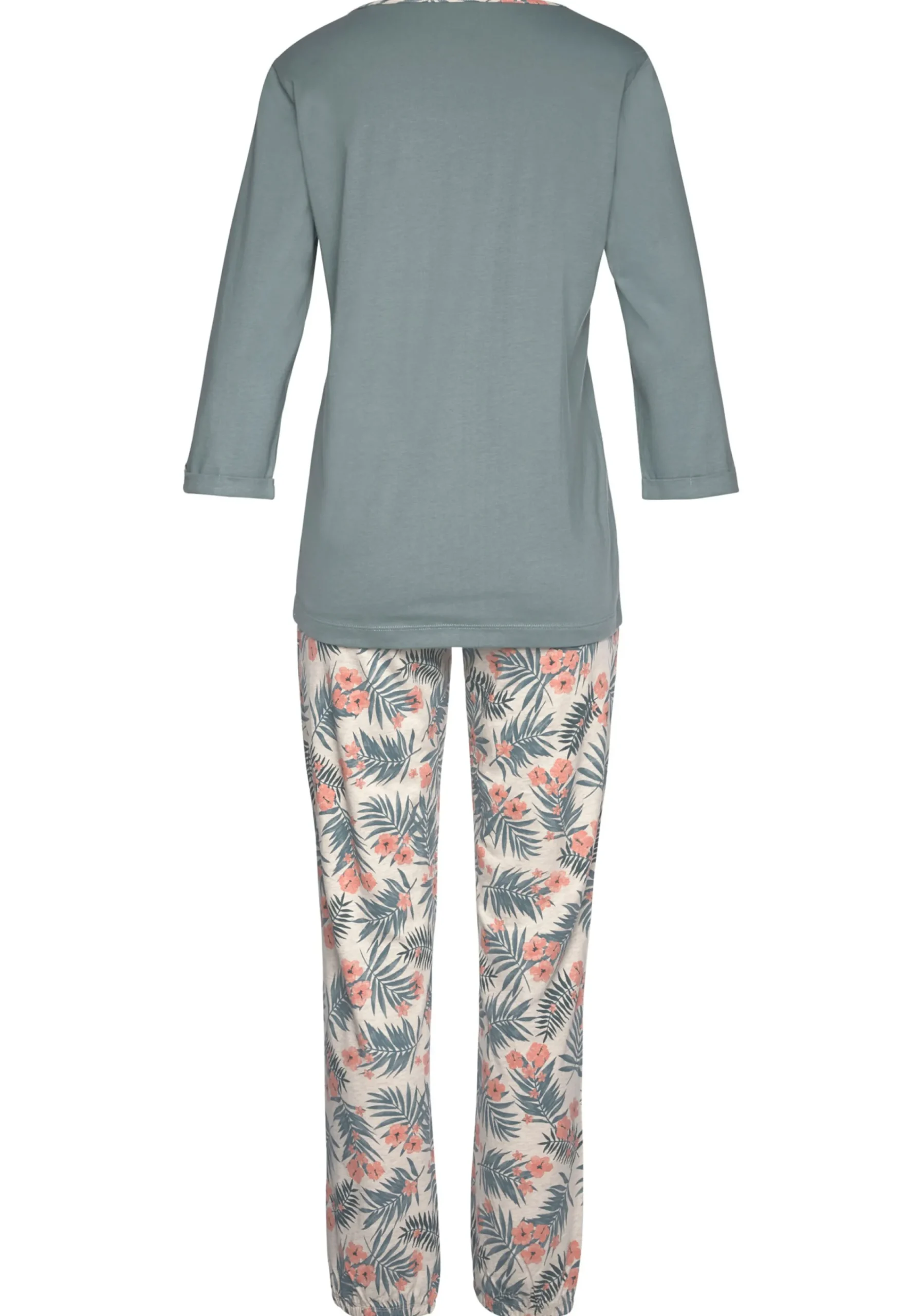 Nachtwäsche|LASCANA Pyjama jadegrün-bedruckt