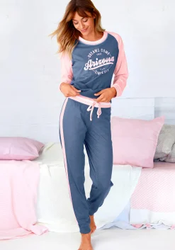Nachtwäsche|Arizona Pyjama blau-meliert