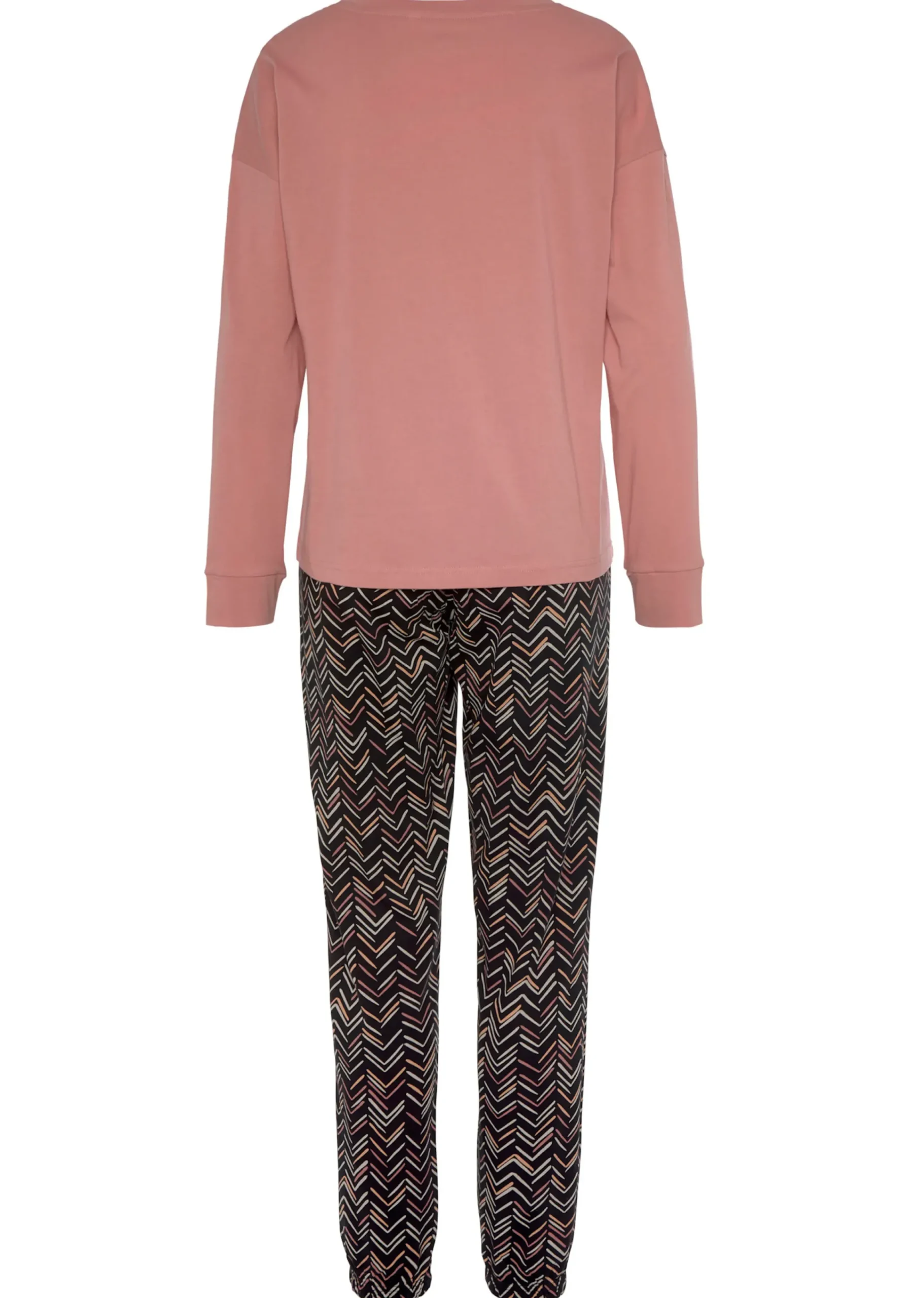 Nachtwäsche|Vivance Dreams Pyjama aprikose-schwarz