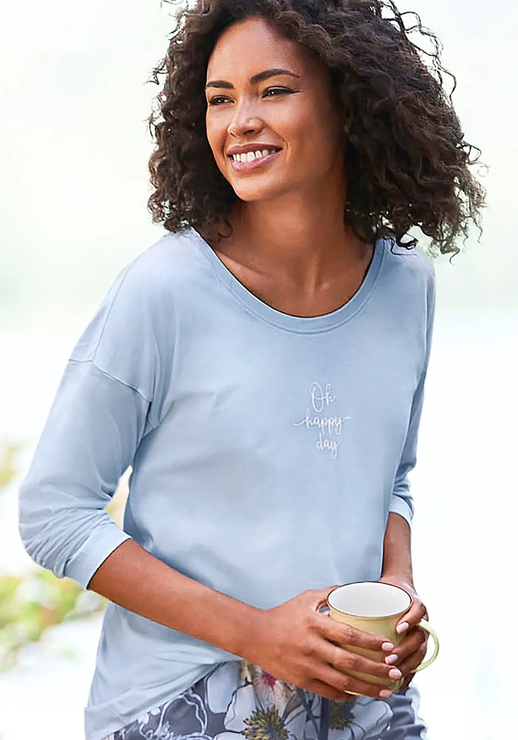 Nachtwäsche|Vivance Dreams Pyjamaoberteil hellblau