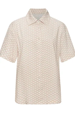 Nachtwäsche|LASCANA Pyjamaoberteil beige-weißgemustert