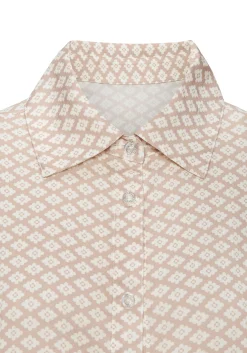 Nachtwäsche|LASCANA Pyjamaoberteil beige-weißgemustert