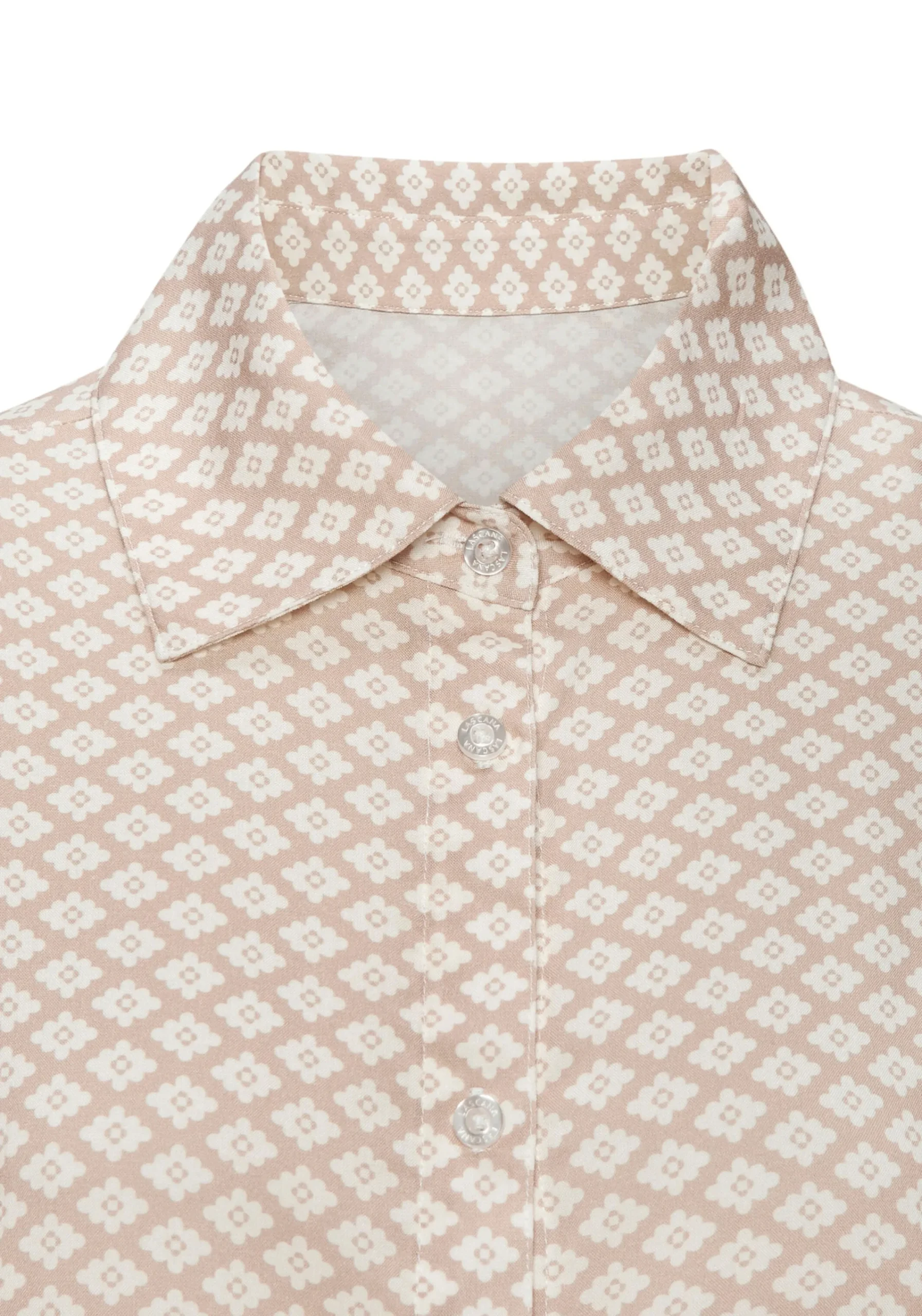 Nachtwäsche|LASCANA Pyjamaoberteil beige-weißgemustert