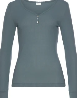 Homewear|Nachtwäsche|LASCANA Pyjamaoberteil rauchblau
