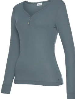 Homewear|Nachtwäsche|LASCANA Pyjamaoberteil rauchblau