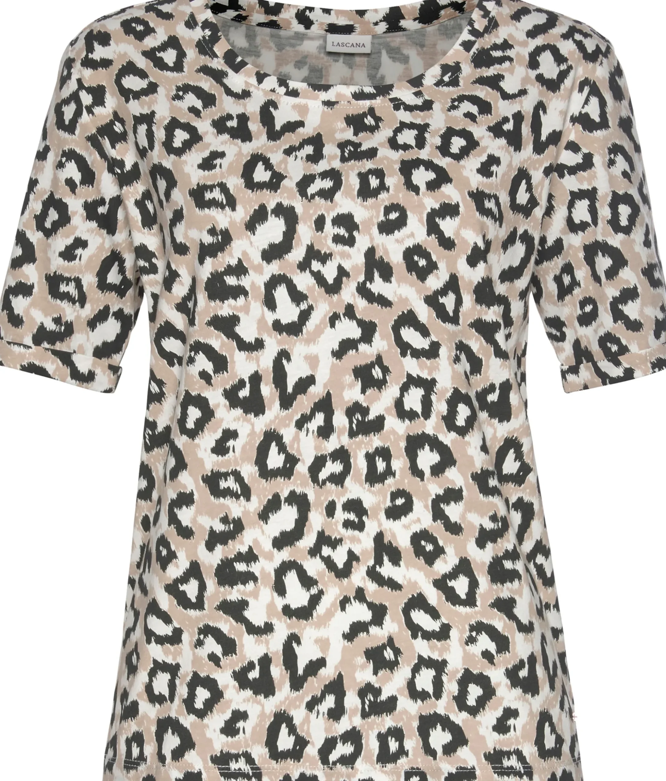 Homewear|Nachtwäsche|LASCANA Pyjamaoberteil ecru-nougat-schwarz