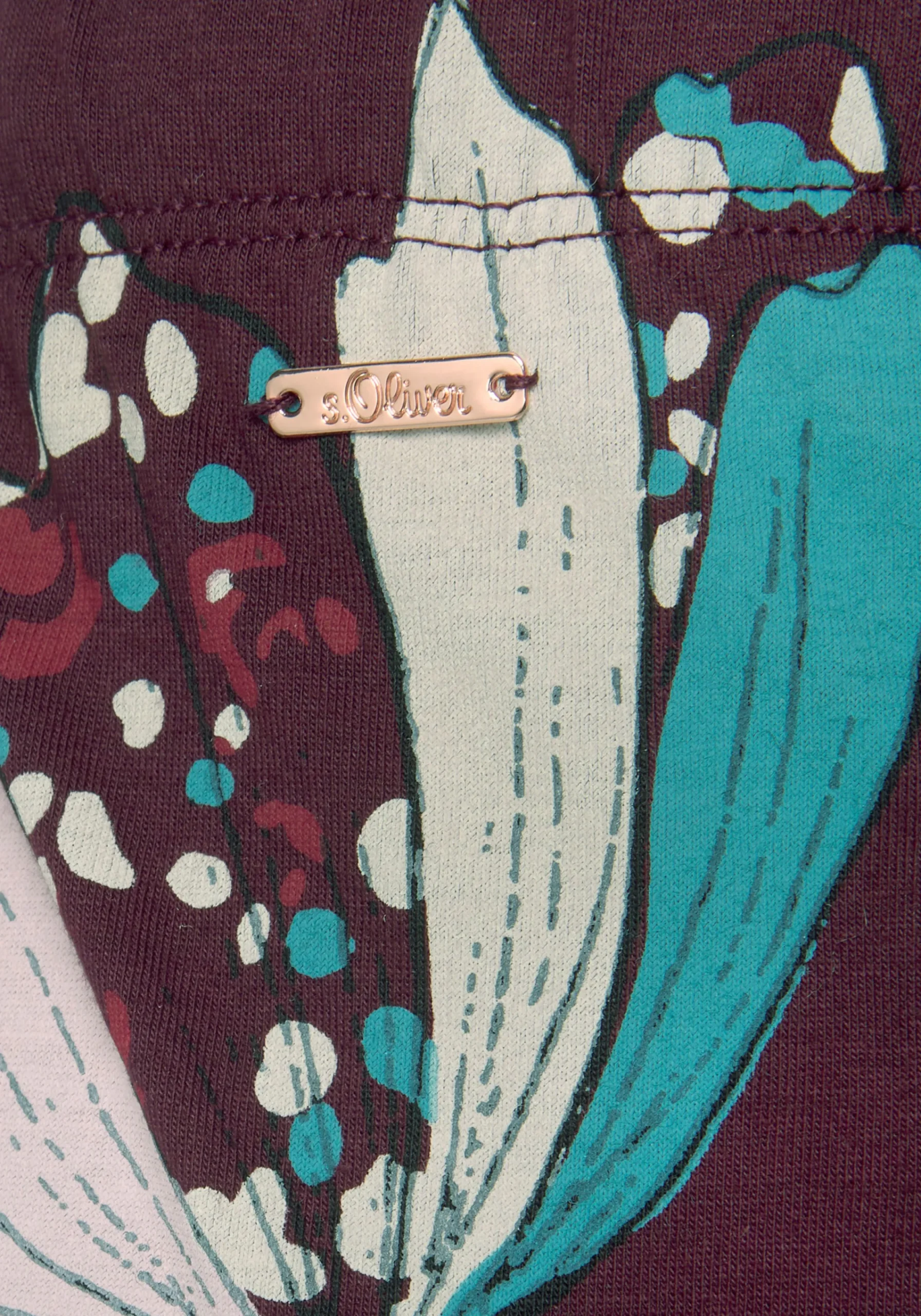 Nachtwäsche|s.Oliver Pyjamashorts bordeaux-geblümt