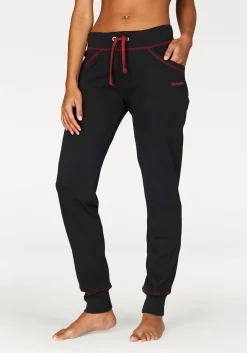 Homewear|Shirts| Relaxhose schwarz-rubinrot