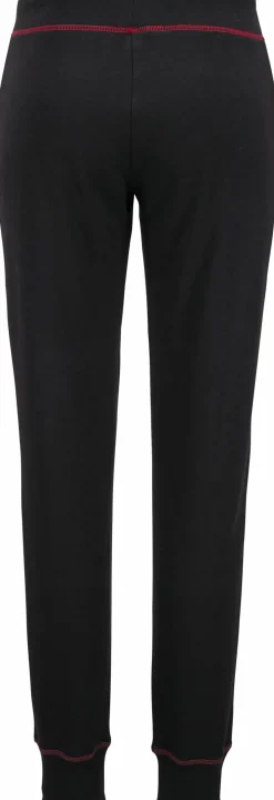 Homewear|Shirts| Relaxhose schwarz-rubinrot