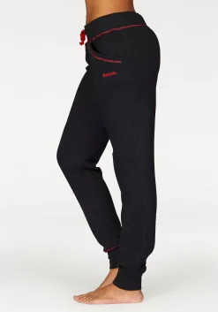 Homewear|Shirts| Relaxhose schwarz-rubinrot