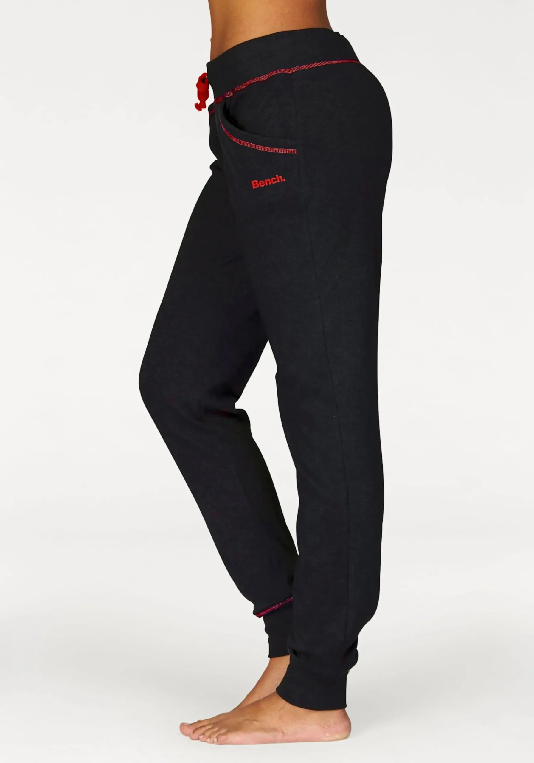 Homewear|Shirts| Relaxhose schwarz-rubinrot
