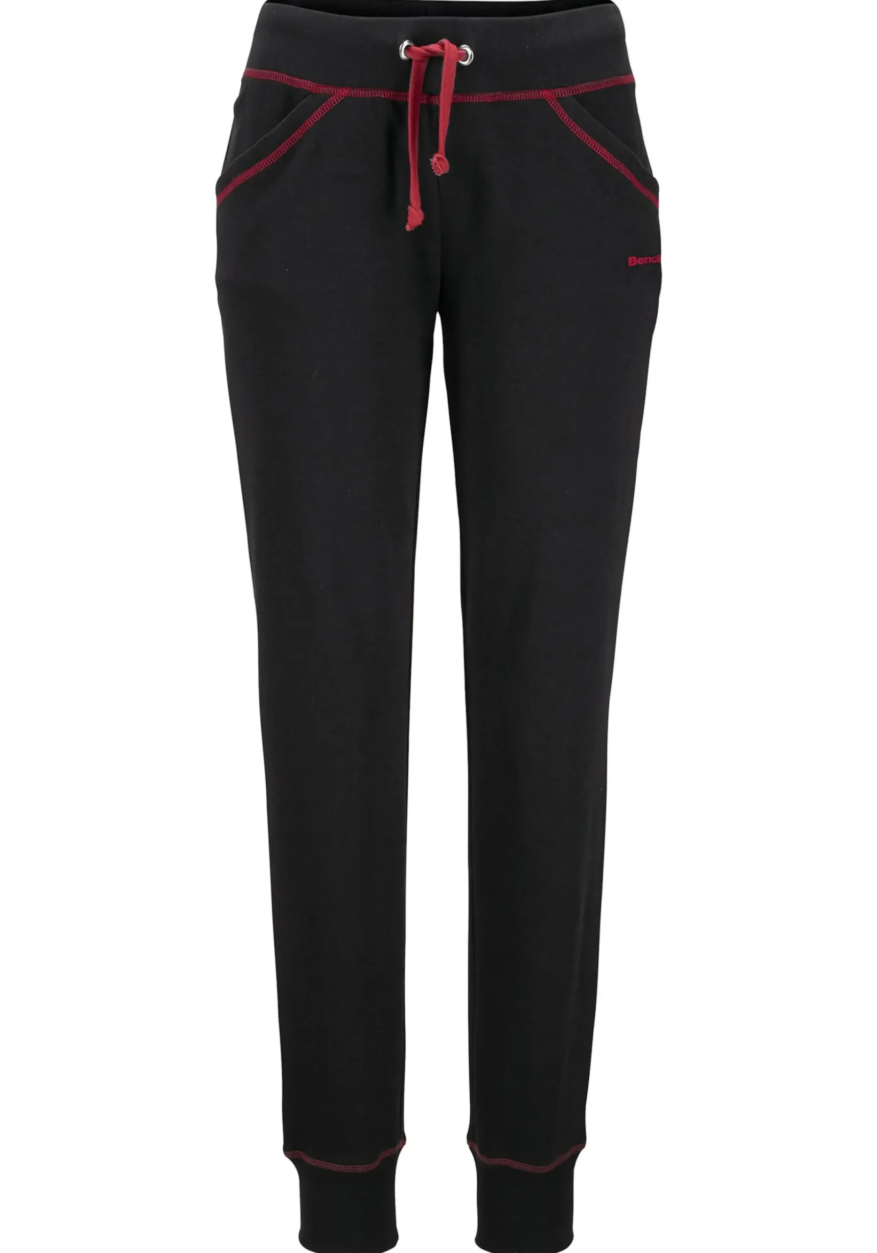 Homewear|Shirts| Relaxhose schwarz-rubinrot