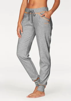 Homewear|Homewear| Relaxhose hellgrau-orange