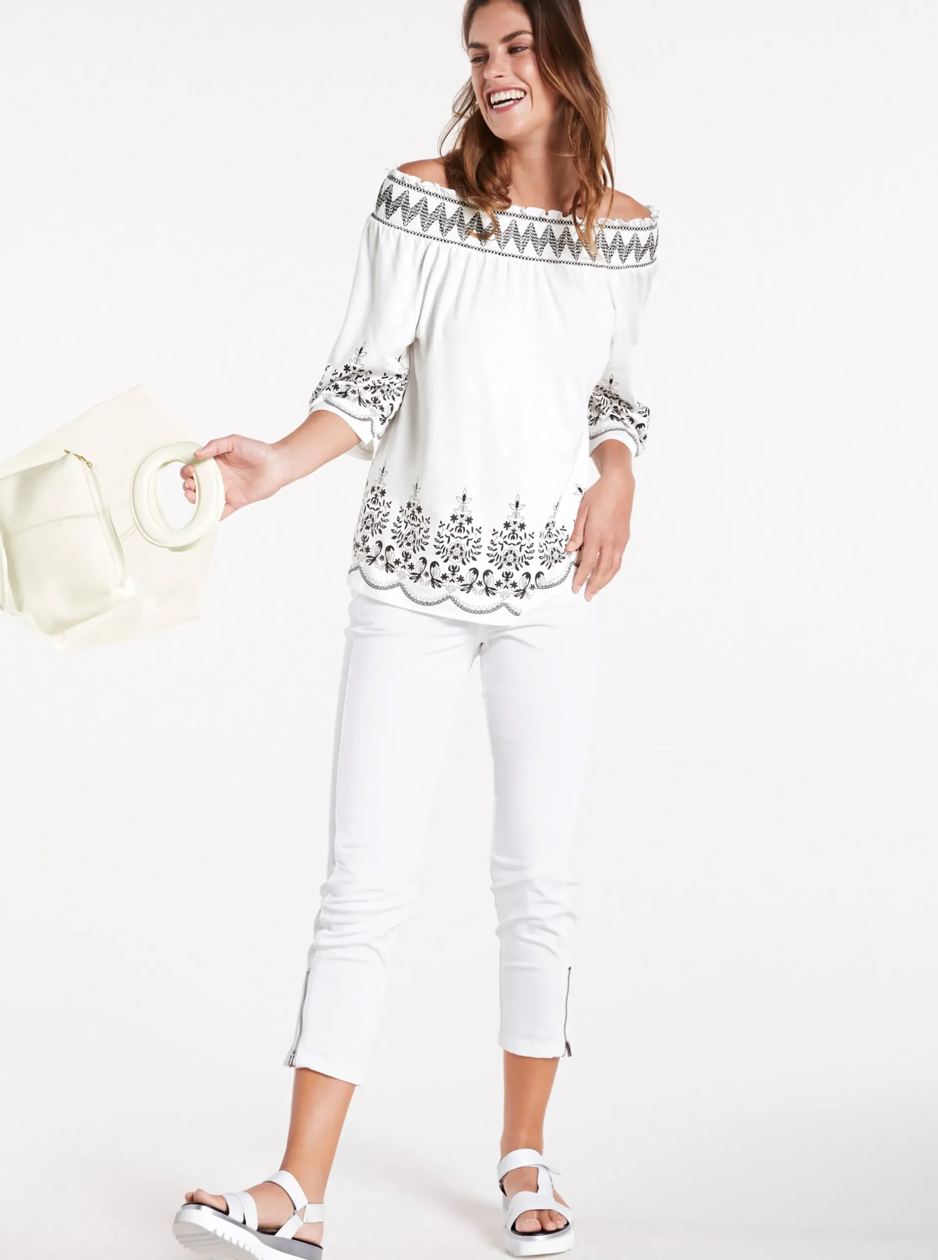 Strandmode|Basics|heine Röhrenhose offwhite
