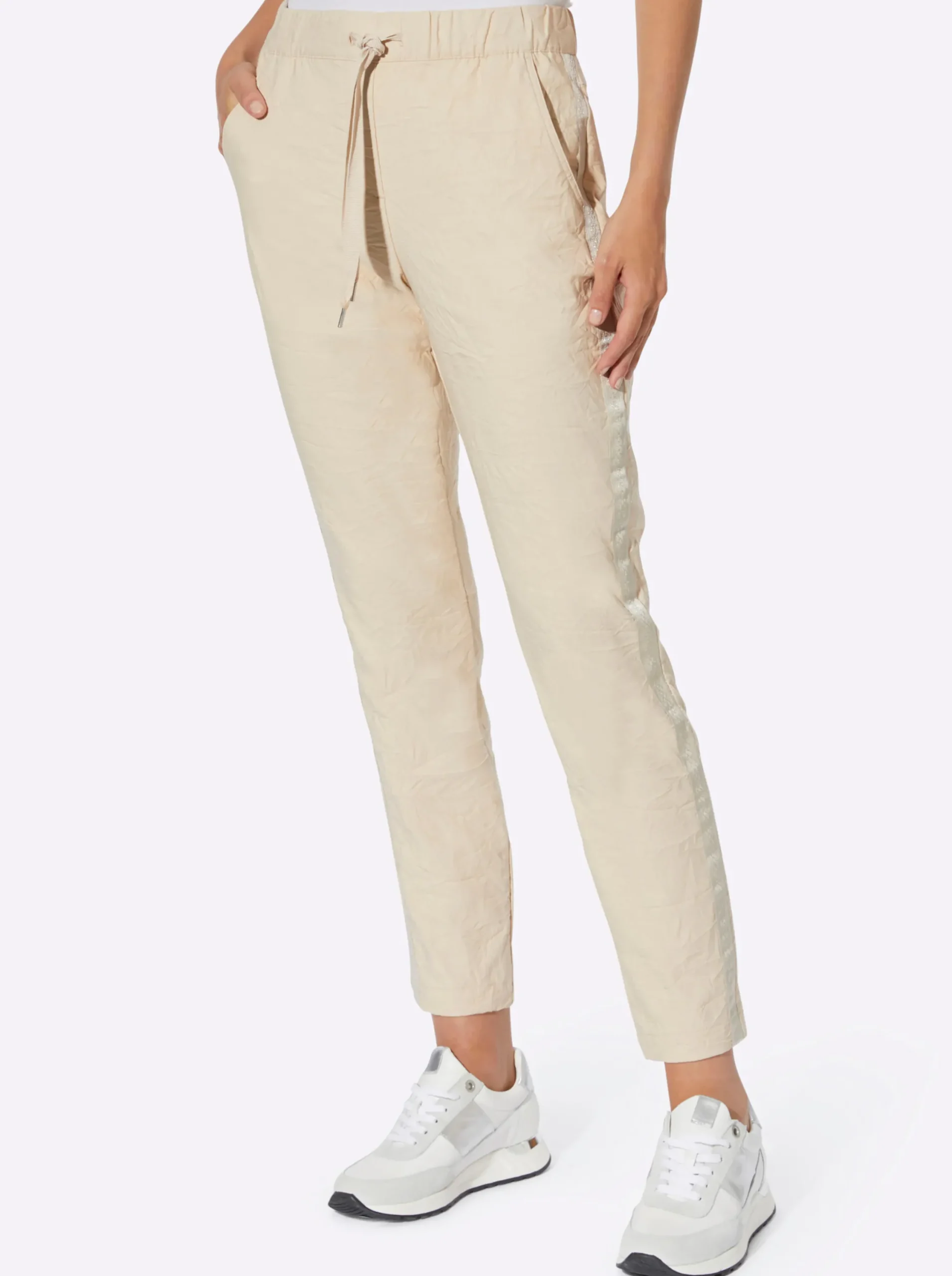 Hosen|heine Röhrenhose mit Crinkle-Effekt sand