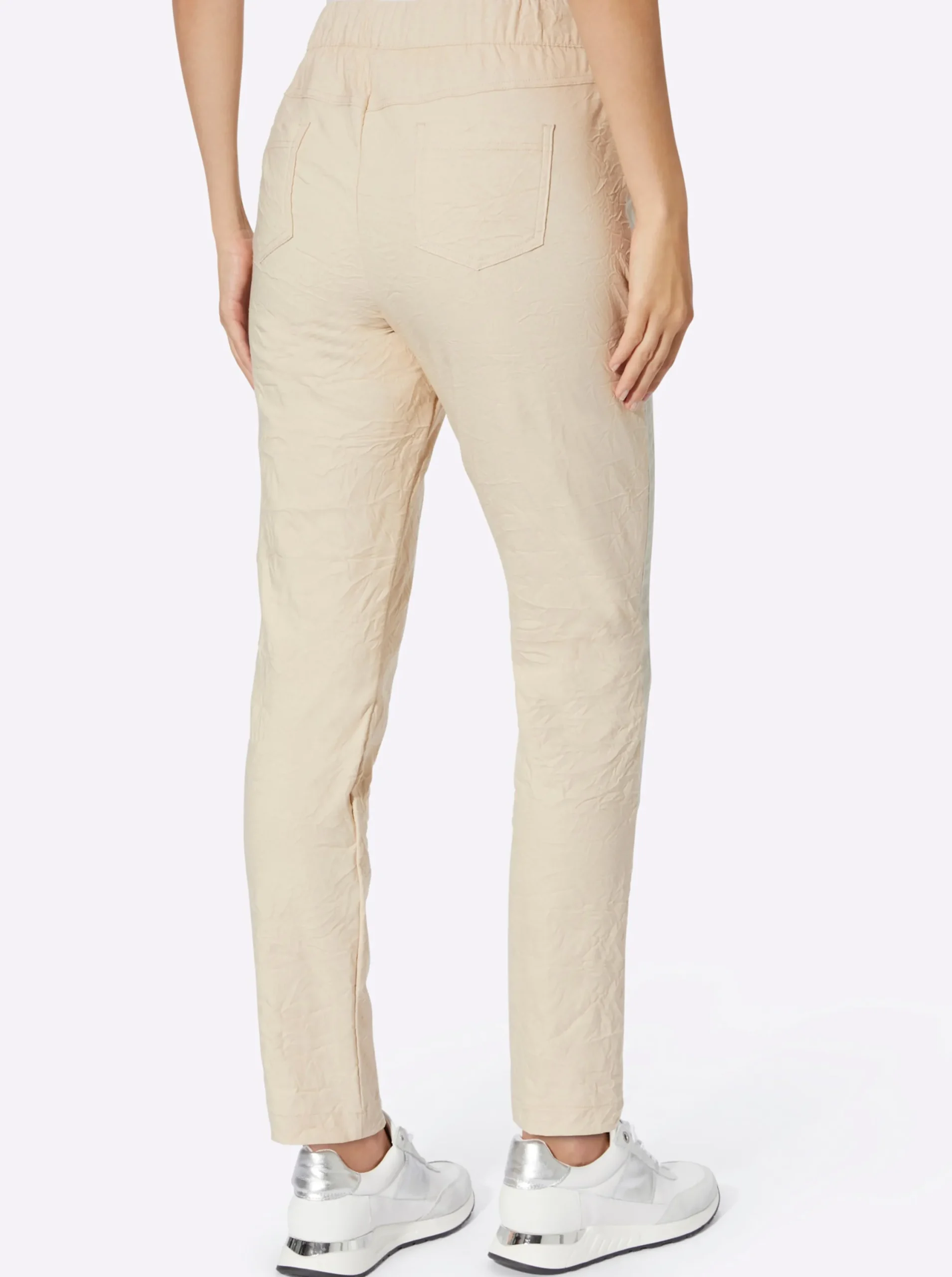 Hosen|heine Röhrenhose mit Crinkle-Effekt sand