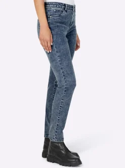 Jeans|heine Röhrenjeans mit Glitzersteinchen-Applikation blue-stone-washed