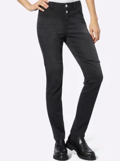 Jeans|heine Röhrenjeans mit Nieten blackdenim