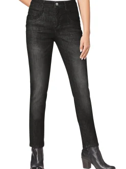 Jeans| Röhrenjeans mit Zipper an Gesäßtaschen anthrazit-denim