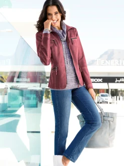 Jeans| Röhrenjeans mit Zipper an Gesäßtaschen blue-stone-washed