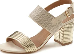 Sandalen & Sandaletten|LASCANA Riemchensandalette goldfarben