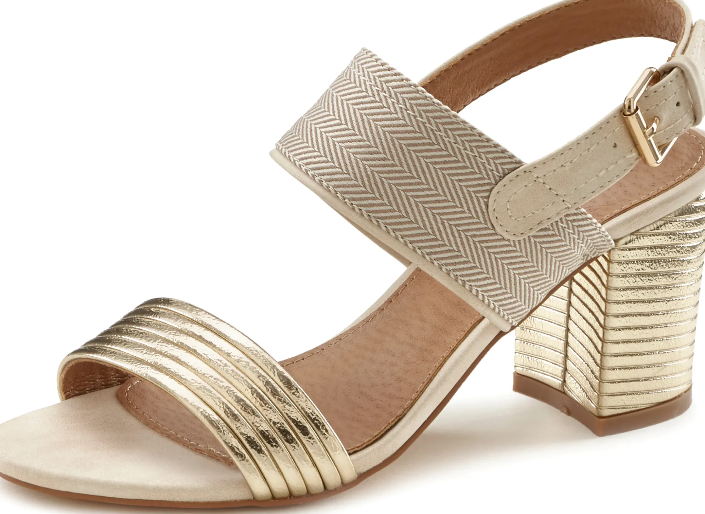 Sandalen & Sandaletten|LASCANA Riemchensandalette goldfarben