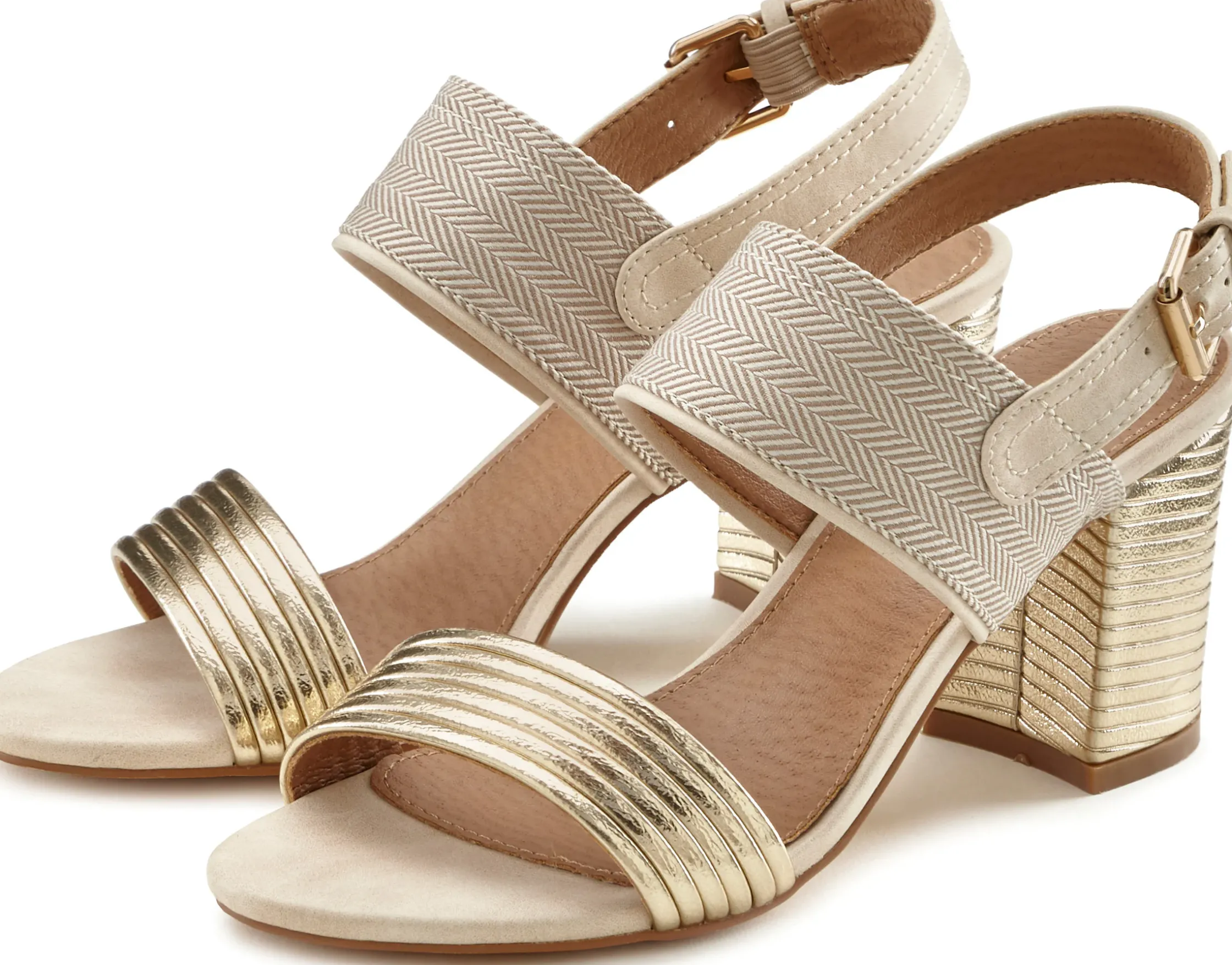 Sandalen & Sandaletten|LASCANA Riemchensandalette goldfarben
