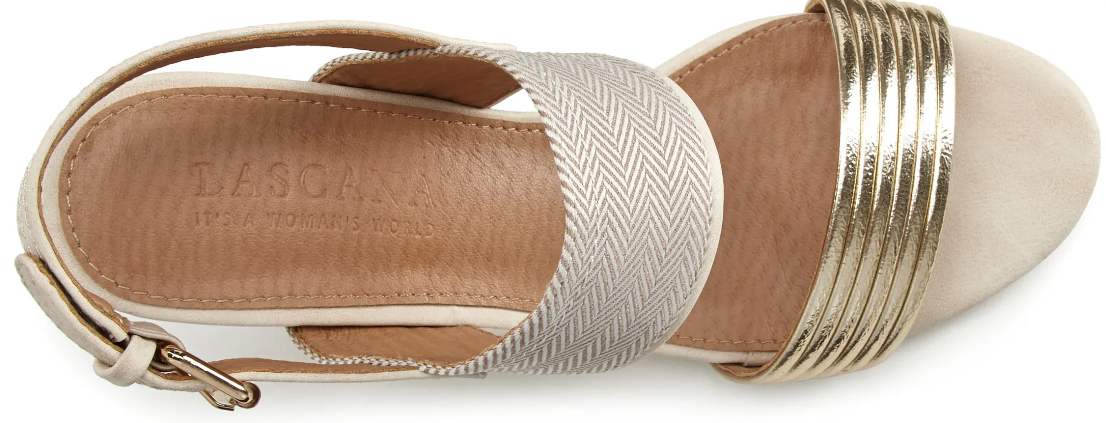 Sandalen & Sandaletten|LASCANA Riemchensandalette goldfarben
