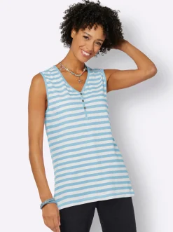 Shirts| Ringelshirt aqua-weiß-geringelt