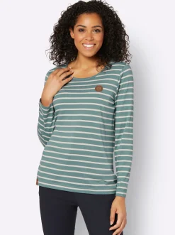 Shirts| Ringelshirt jade-ecru-gestreift