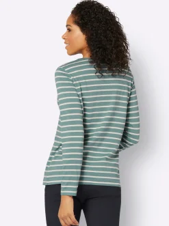 Shirts| Ringelshirt jade-ecru-gestreift