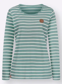 Shirts| Ringelshirt jade-ecru-gestreift